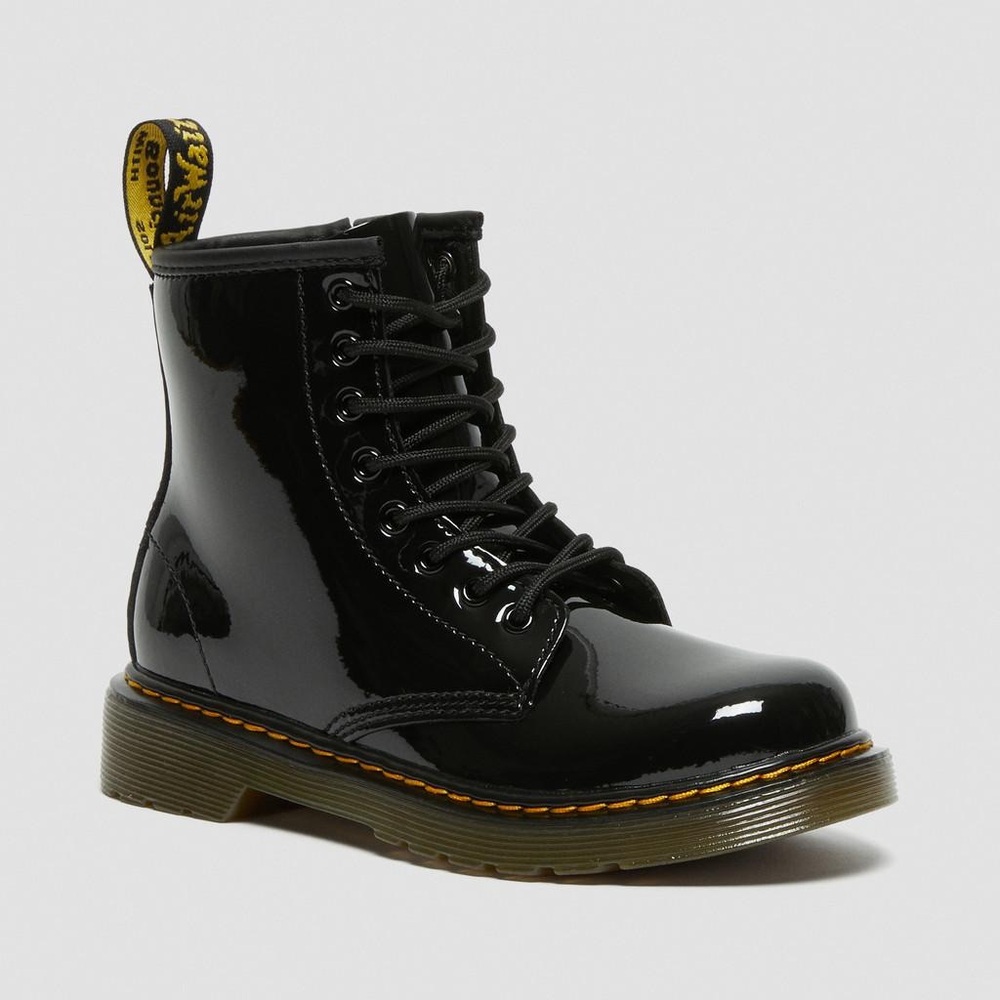 Dr. Martens Junior Patent leather lace-up boots w side zip black kids size 2